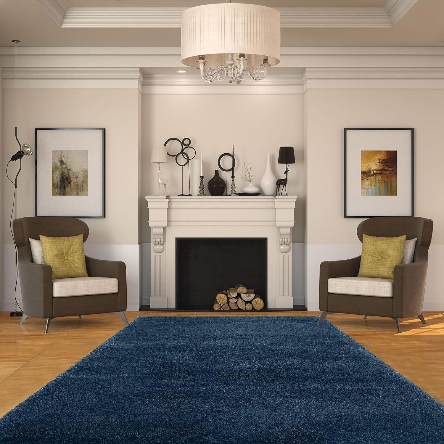 Thumbnail 1 de CAIYUECS 10x14 Large Shag Area Rug in Navy Blue (Soft Indoor Shaggy Carpet)