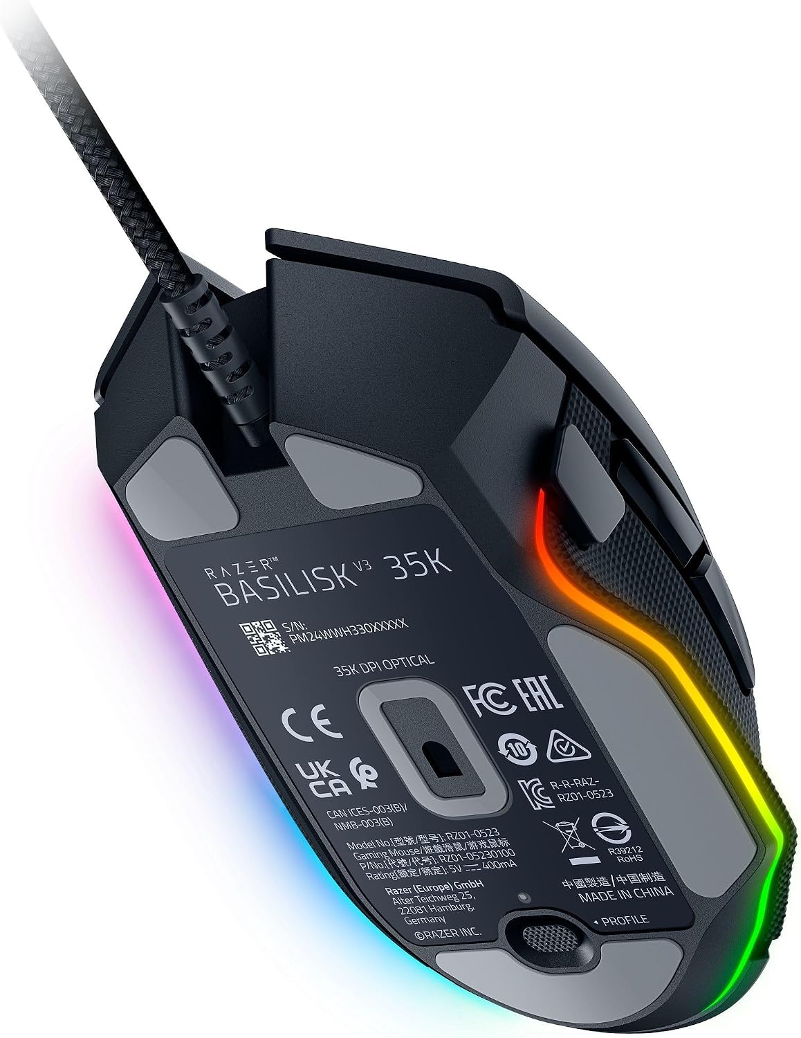Detalle 2 de Razer Basilisk V3 35K 有線ゲーミングマウス、35K光学センサー・13ボタン・HyperScrollチルトホイール