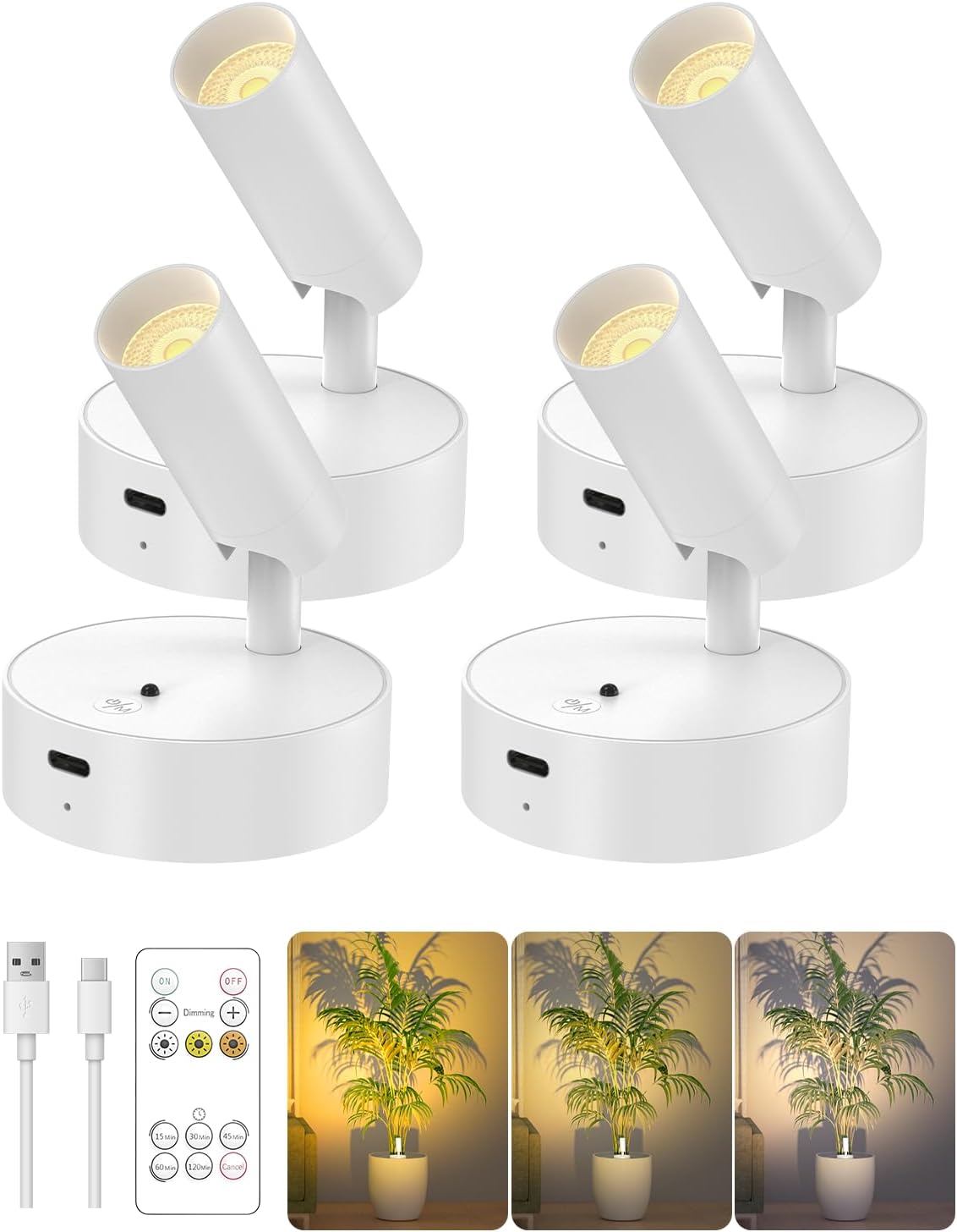 Detalle de GOODEA trådlös inomhusspotlight med fjärrkontroll, 3 000 mAh