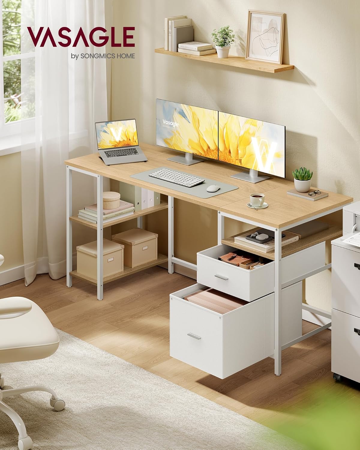 Detalle 2 de VASAGLE LWD105YD01 Schreibtisch 160x60 cm