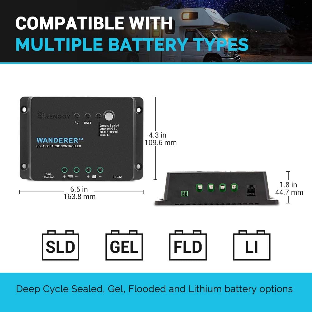 Detalle de Renogy Wanderer Li 30A Solar Charge Controller