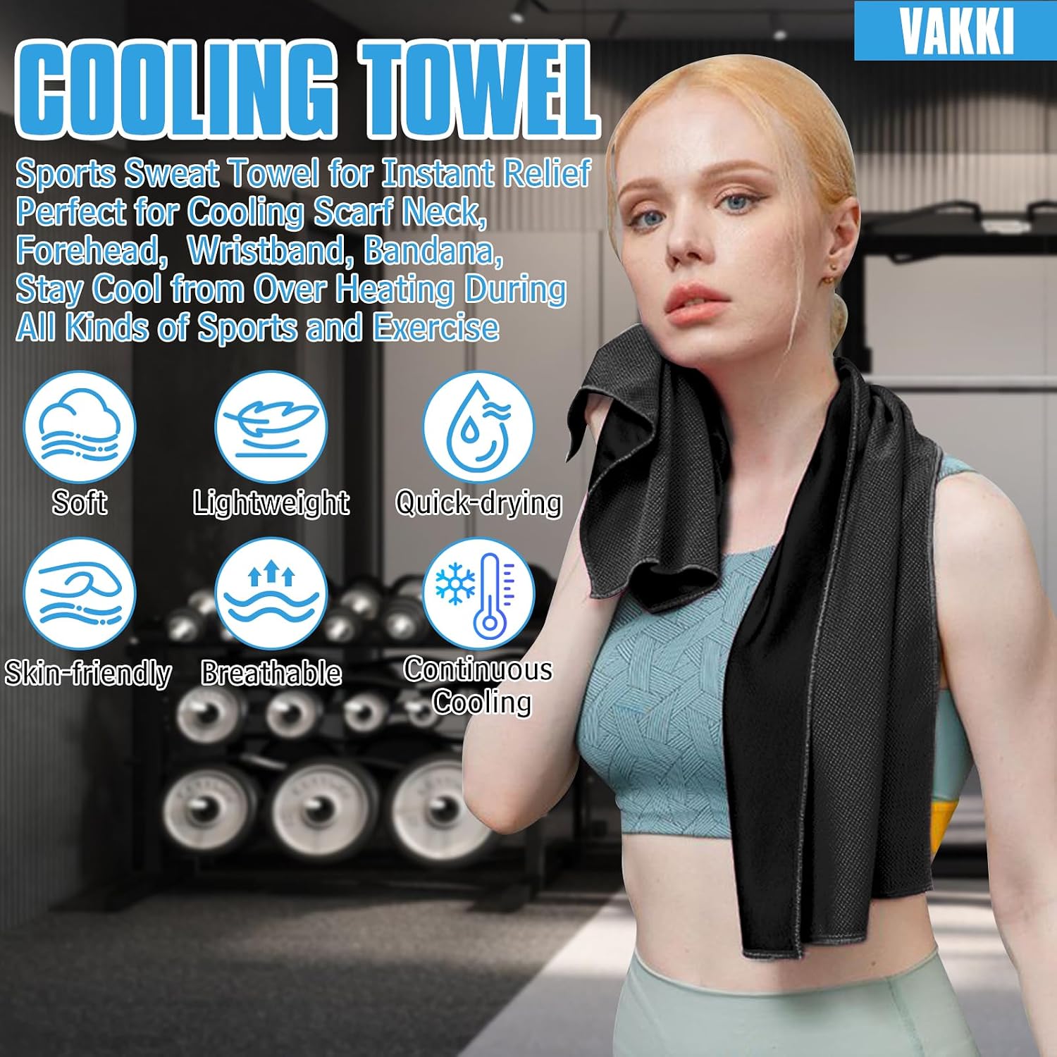 Detalle 2 de VAKKI Cooling Towel for Sports 1-Pack 🧣