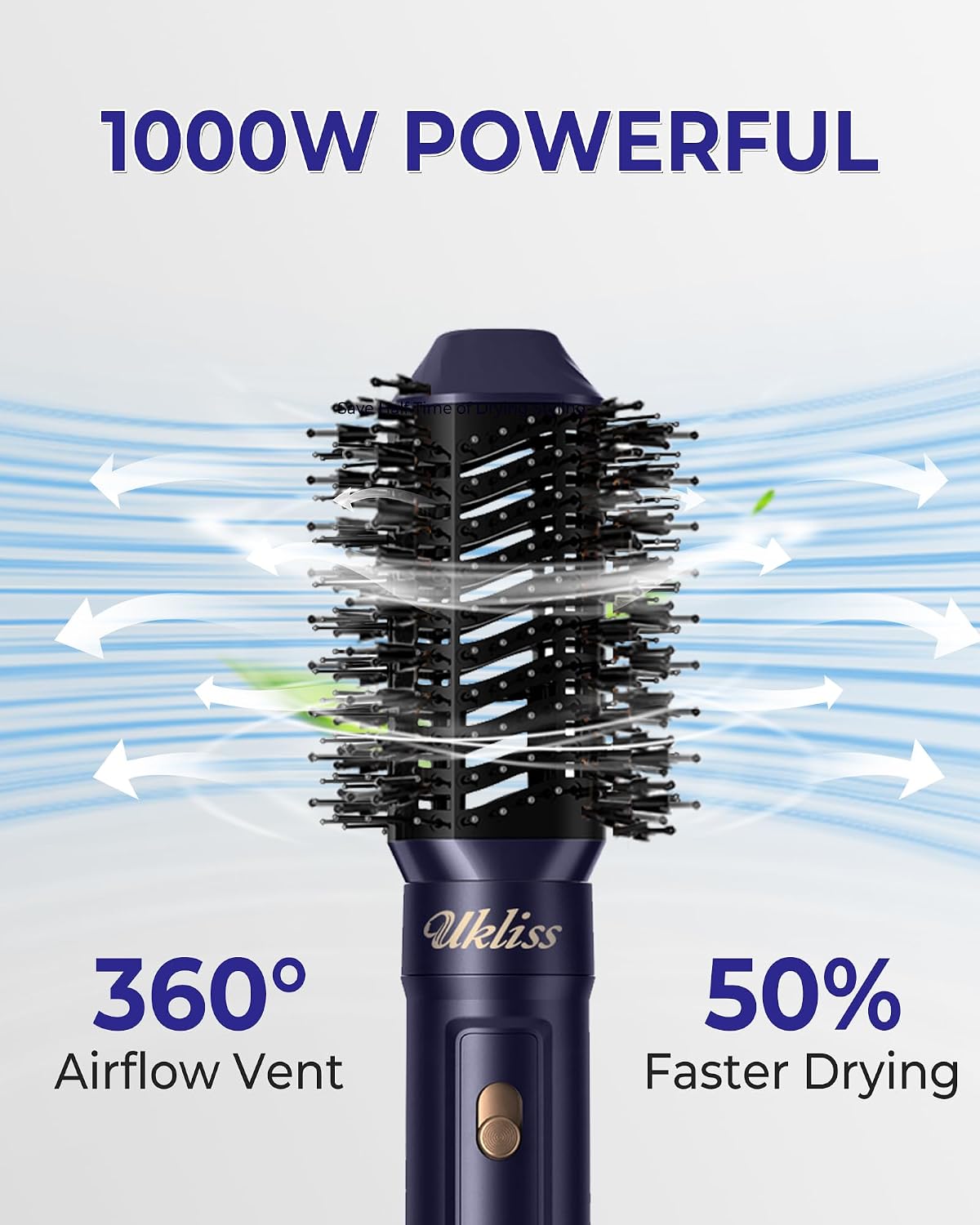 Detalle de UKLISS 6 en 1 Hairstyler : brosse chauffante brushing & boucleur à air chaud 1000 W (Blu)