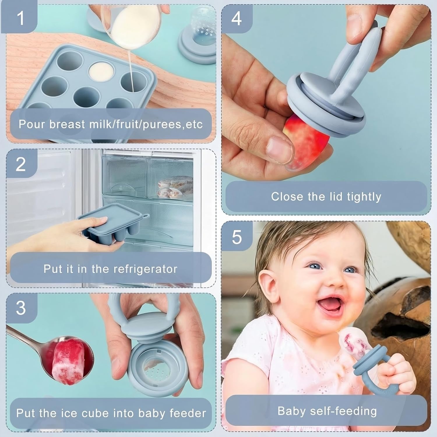Thumbnail 3 de Baby Fruit Feeder Ice Lolly Moulds Set – Safe Teether and Self-Feeding System