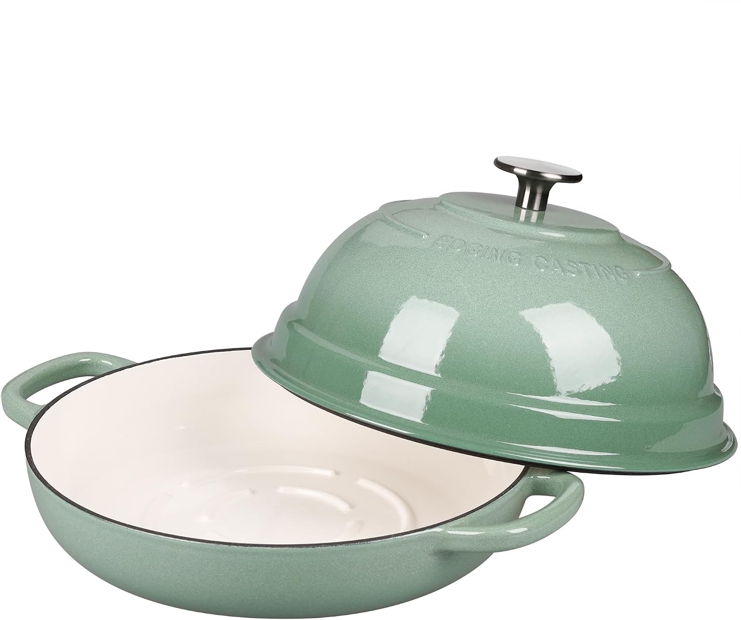 Detalle de Edging Casting Enameled Cast Iron Dutch Oven with Lid, 6-Quart Round Bread Oven for Sourdough (Sage Green)