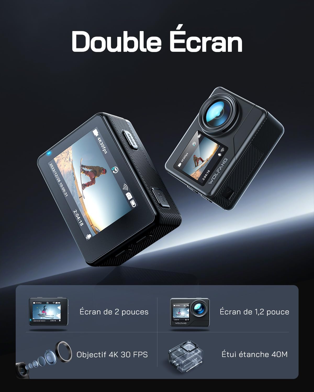 Detalle 2 de WOLFANG GA120 caméra d'action 4K
