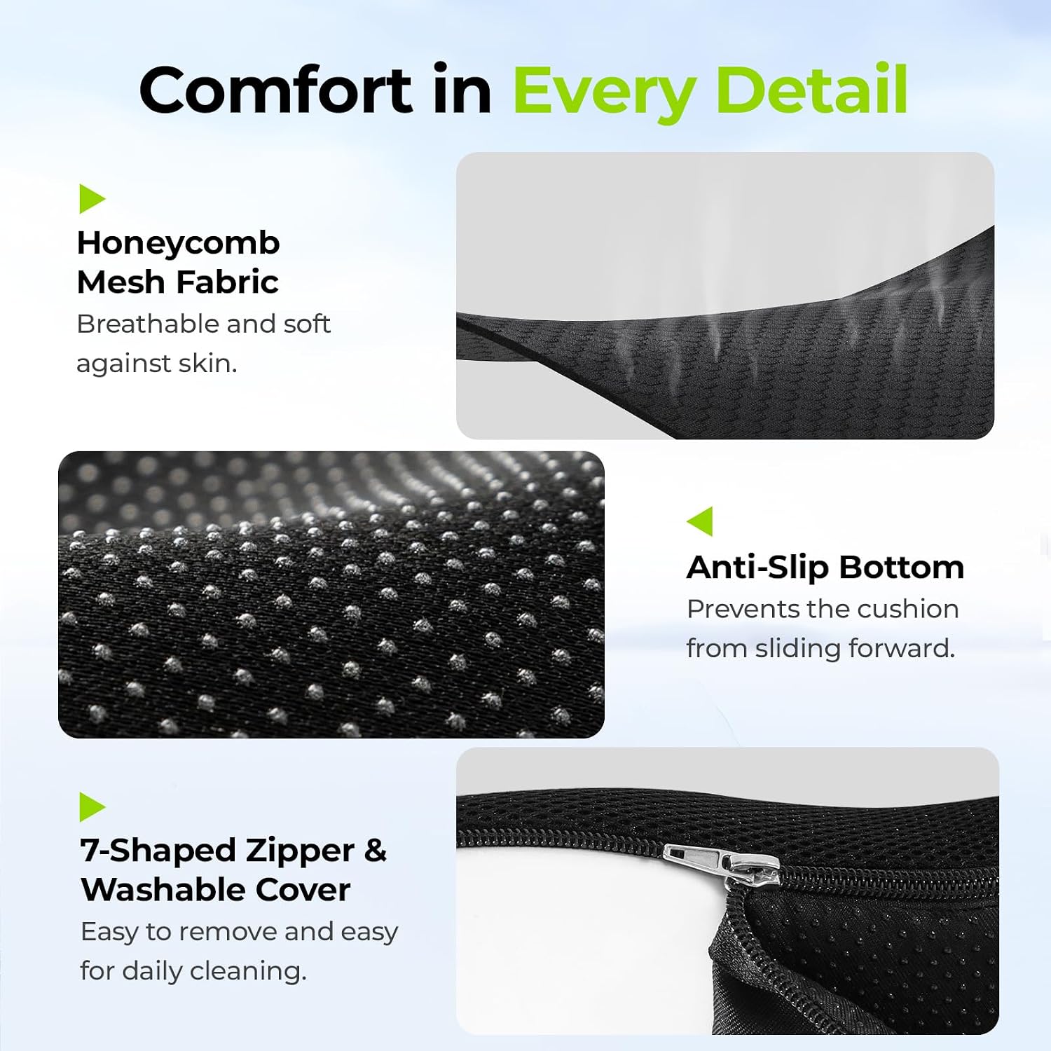 Thumbnail 6 de AUVON SH7132 Donut Seat Cushion, 6-Inch Memory Foam with U-Cutout