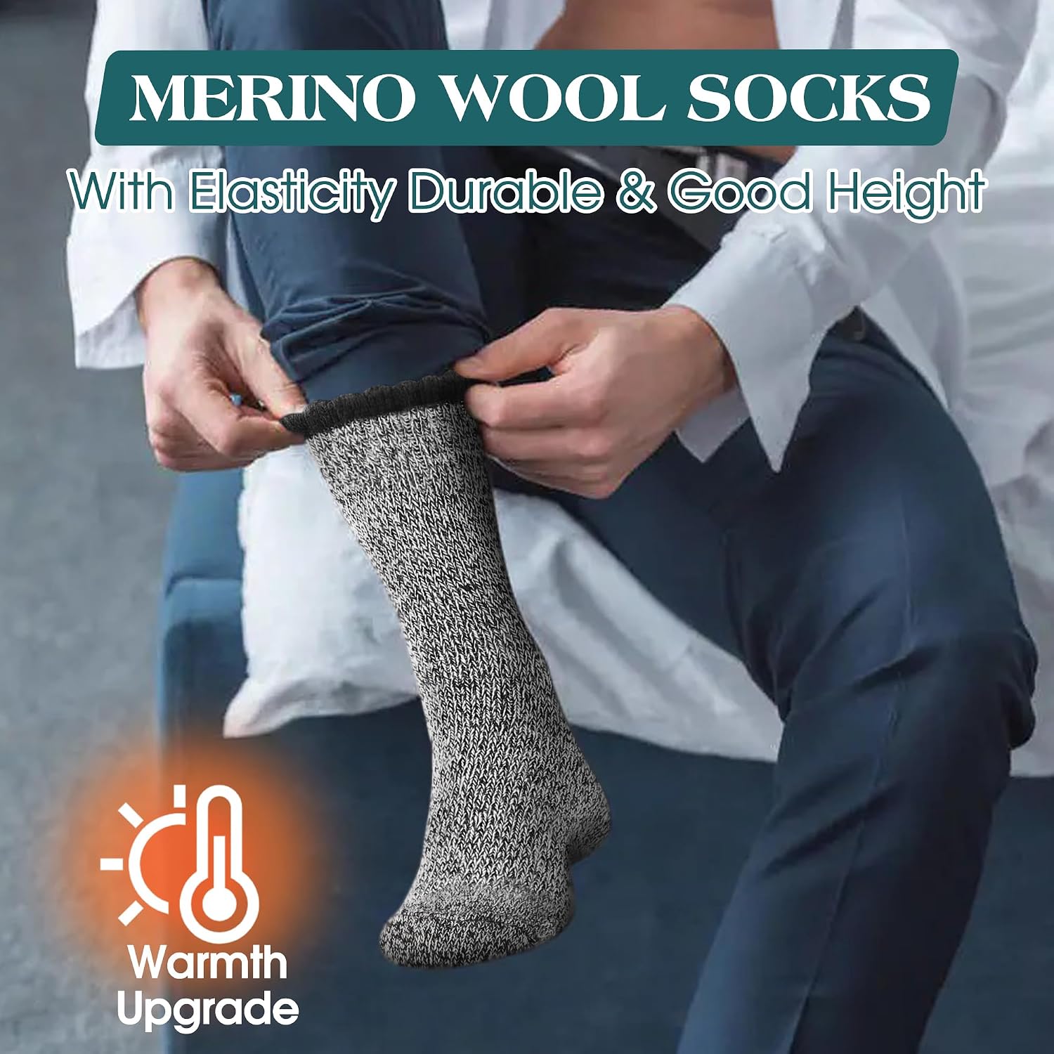 Detalle 2 de Annsuki MS02-5P-Parent Merino Wool Socks, 5-Pack Thermal Crew Socks