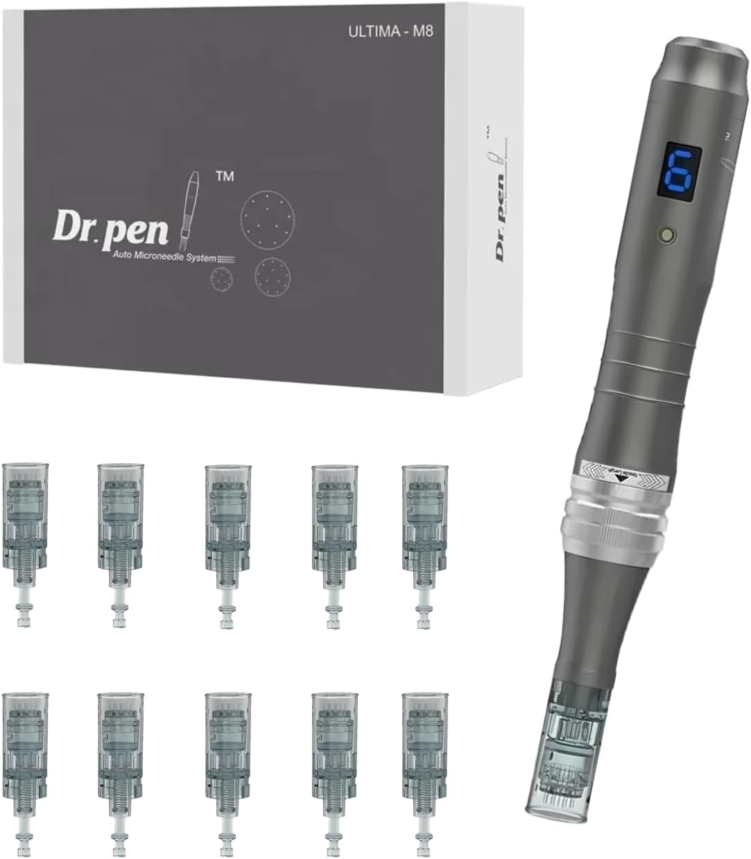 Dr.Pen Ultima M8 : stylo électrique de microneedling utilisable avec ou sans fil (avec 10 cartouches)