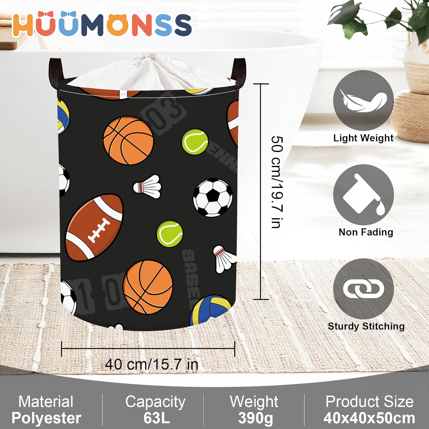 Thumbnail 5 de HUUMONSS Sports Balls Laundry Hamper 63L