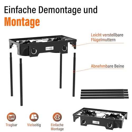 Thumbnail 3 de Veralune 10 kW Gas Hockerkocher – 2 Flammig, 20 PSI Regler, Outdoor, Camping und Notfallkochen