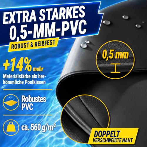 Detalle de tillvex Poolkissen Winter XXL Ø 3 m – Rund mit 12 m Seil & Reparaturkit