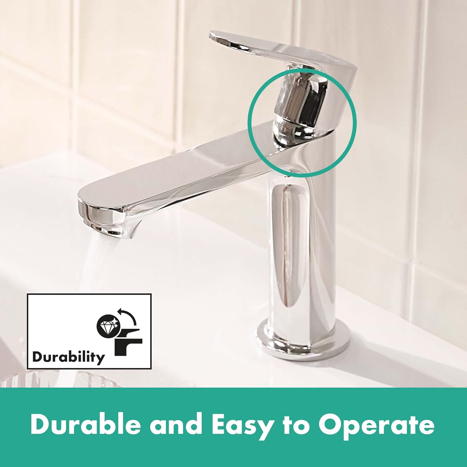 Thumbnail 5 de Hansgrohe Rebris S – Mitigeur de lavabo sans tirette ni vidage, économie d'énergie et d'eau, hauteur sous bec 109 mm