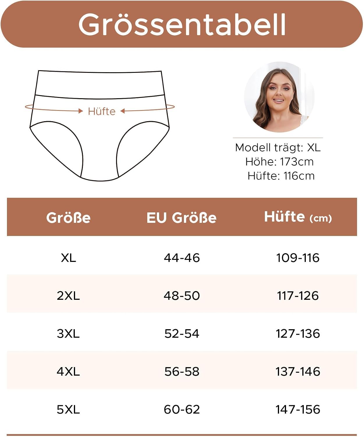 Detalle de INNERSY Großgrößen Damen Taillenslip Baumwolle High Waist 44-62 – 4er Pack