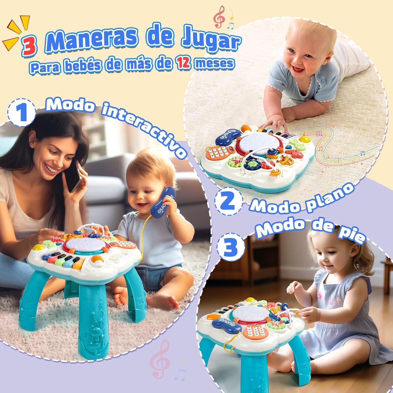 Thumbnail 7 de Mesa de Actividades para Bebés Montessori 🎶 Juegos Educativos para Niños 1-2 Años