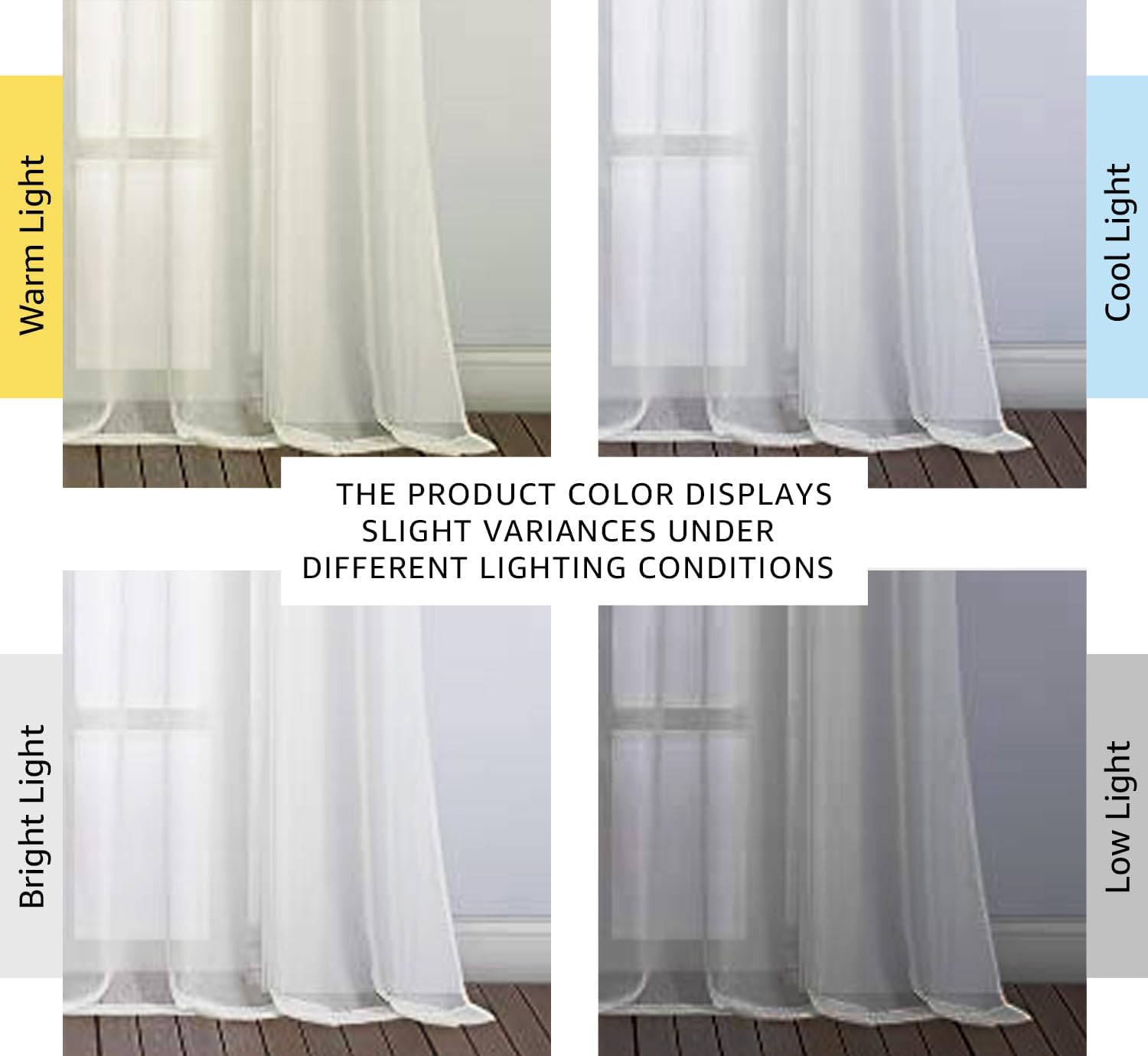 Thumbnail 6 de NICETOWN Patio Door Sheer Curtains (2 Panels), 96-inch Length Ring Top Voile, Beige, 54-inch Wide