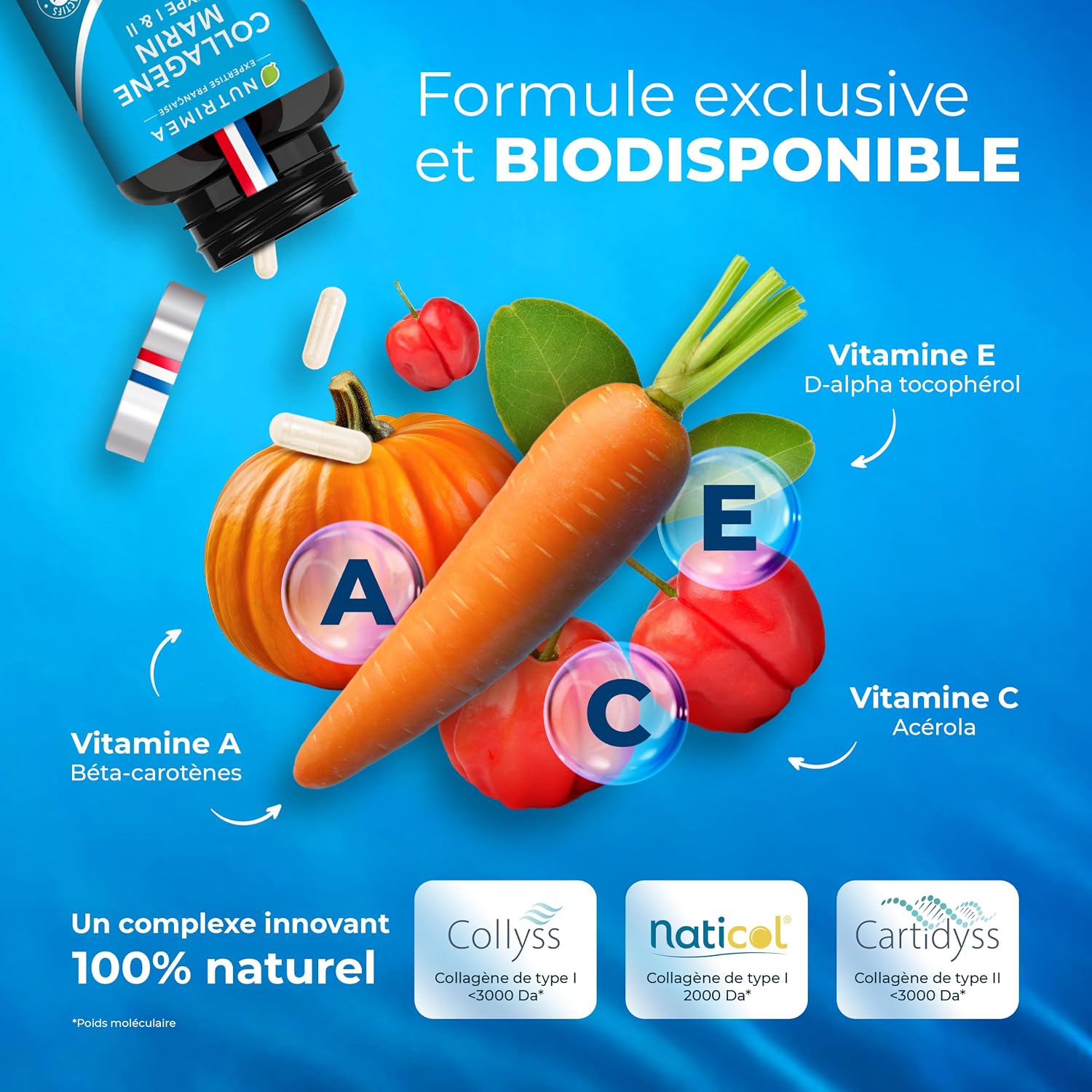 Detalle 2 de Nutrimea CollagĂšne marin type 1 900 mg pour peau et articulations đ