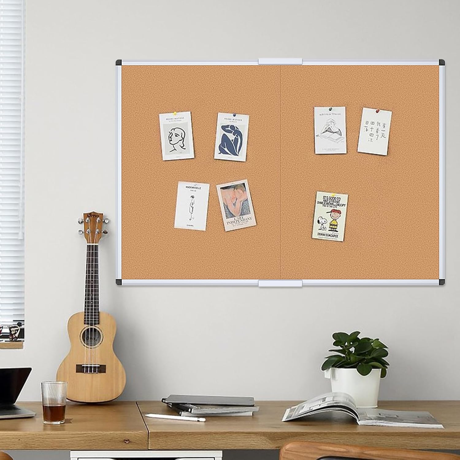 Thumbnail 6 de VIZ-PRO Large Cork Bulletin Board with Foldable Design, 180x120 cm – Silver Aluminium Frame