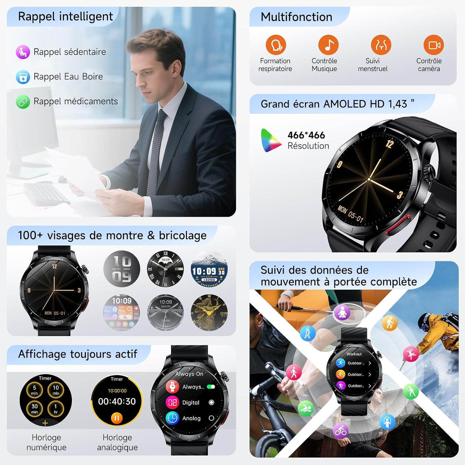 Thumbnail 6 de YUPENG 2026 Nouvelle Montre Connectée Homme — ECG/HRV, Tension, BMI et 120 modes sportifs