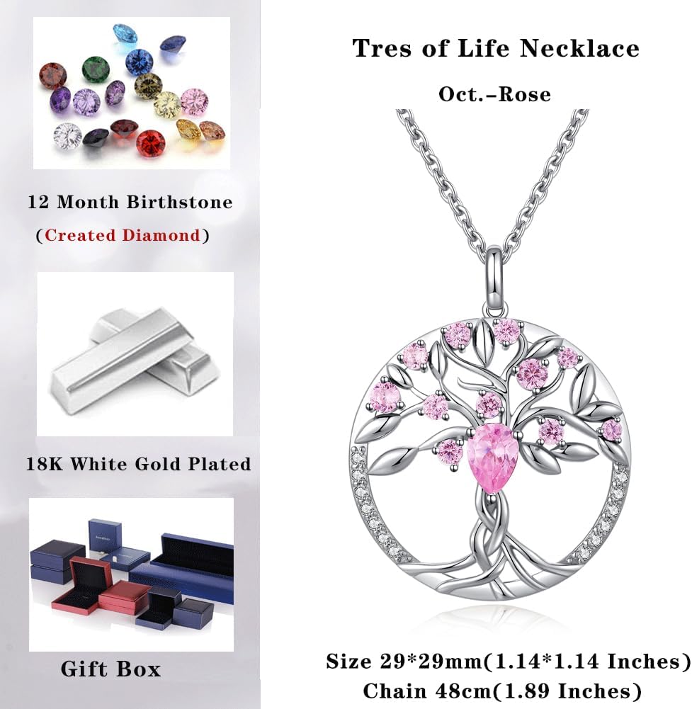Thumbnail 6 de jiamiaoi Kette Damen „Baum des Lebens“ Silber mit Zirkonia – Anhänger & 50 cm Halskette