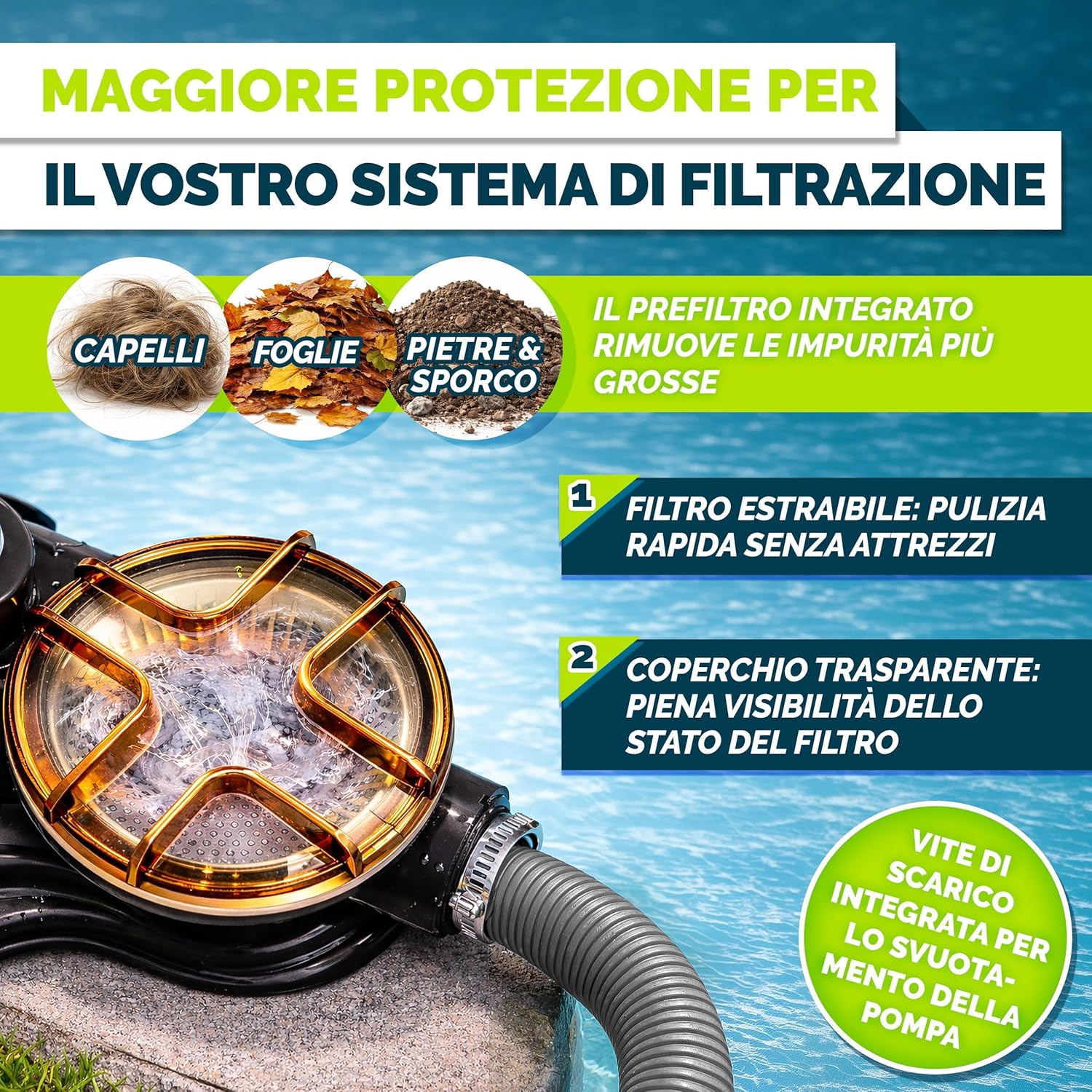 Thumbnail 6 de Tillvex Pompa Filtro Piscina 13.200 L/h: purificazione a sabbia per vasche fino a 40.000 L