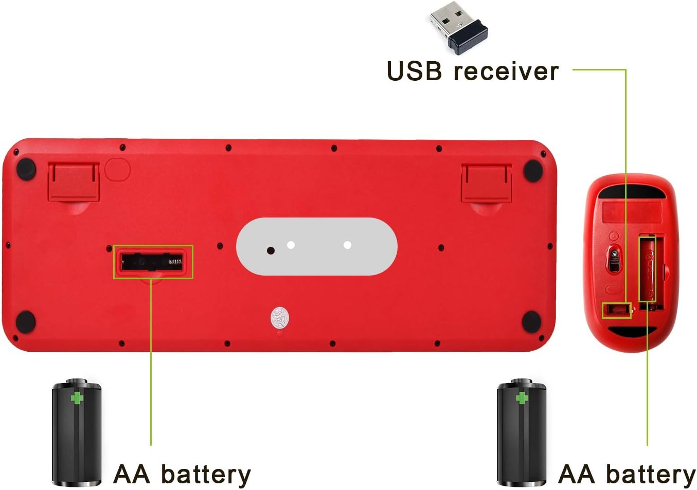 Thumbnail 6 de Red Wireless Keyboard and Mouse Combo: Retro Typewriter Style with Bubble Keycaps