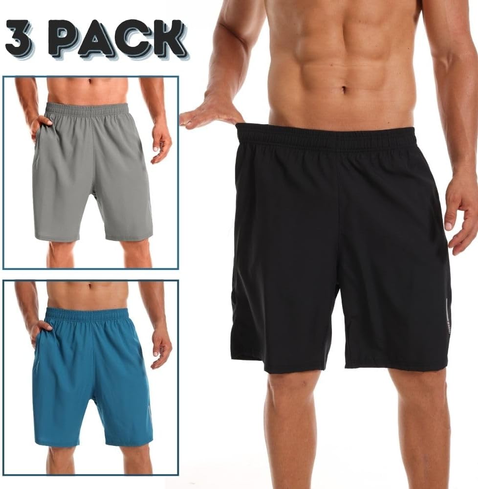 Detalle de fovdtaa 3 Pack Mens Sports Shorts: Quick Dry Gym, Running and Activewear