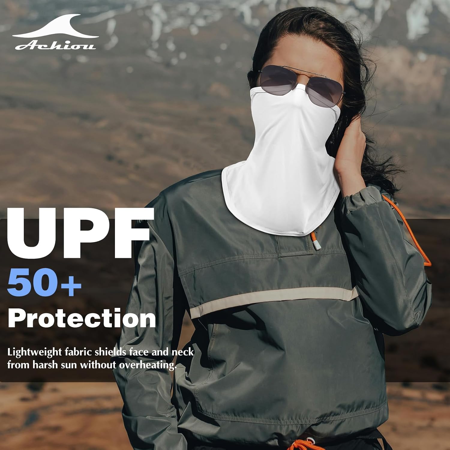 Detalle de Achiou Ski Mask Balaclava, Black 2-Pack with UPF 50+ Ice Silk Fabric