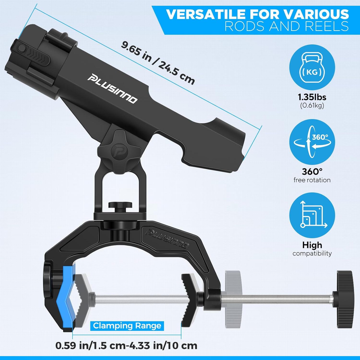 Thumbnail 3 de PLUSINNO Fishing Rod Holder (1/2/4 Pack): Innovative Dual-V Design for Boat Use