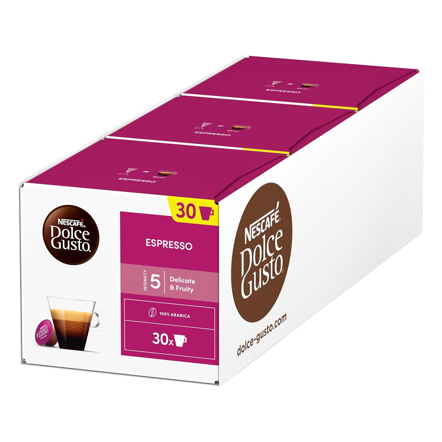 Detalle de NESCAFÉ DOLCE GUSTO Espresso Kaffeekapseln – 3er Vorratspack (3 x 30 Kapseln)
