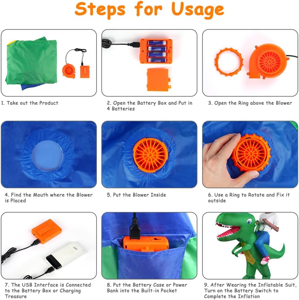 Thumbnail 3 de AOOWU Dinosaur Costume: Deluxe Inflatable T-Rex for Kids