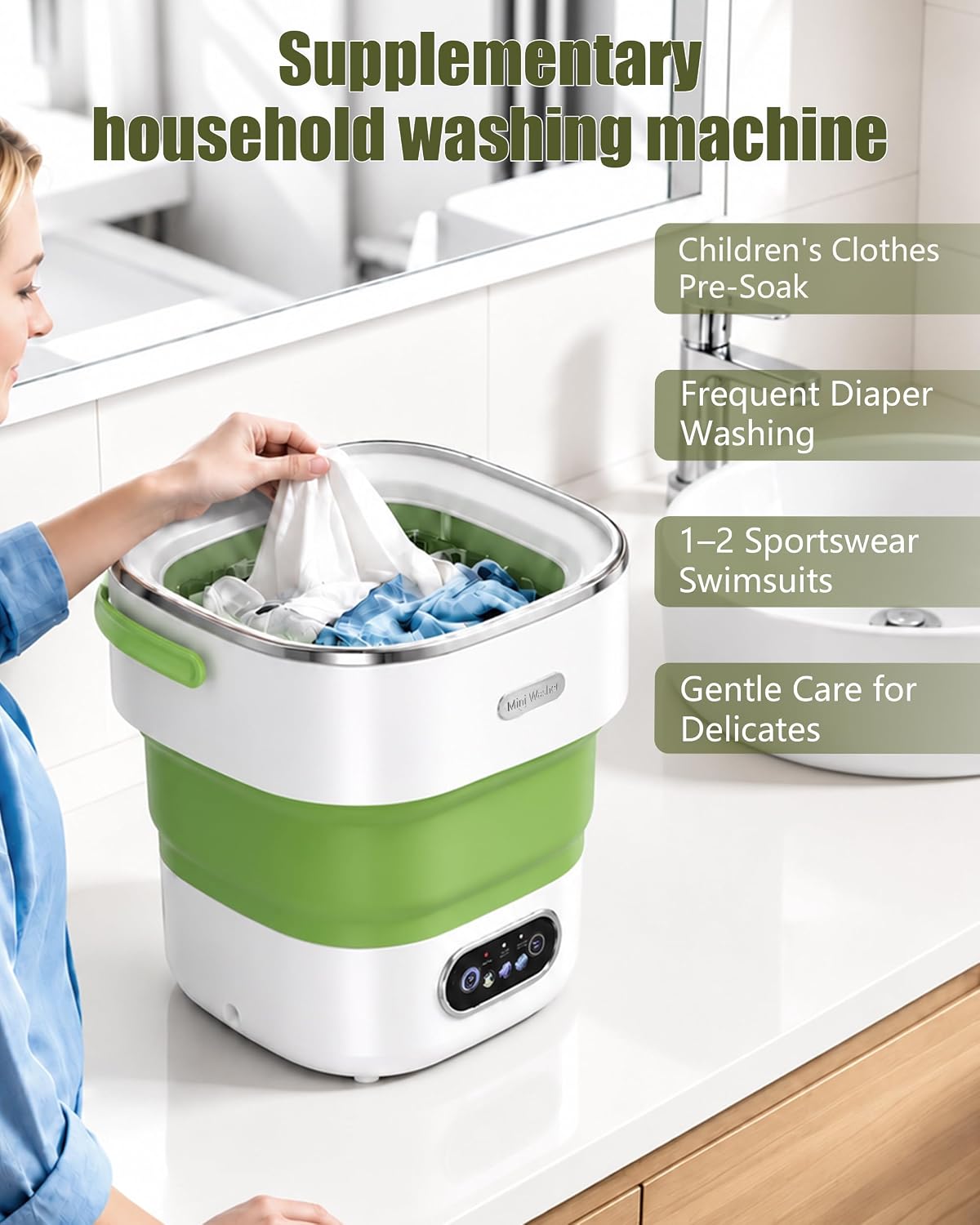 Detalle de Zeynor 20L Mini Portable Washing Machine, Foldable Top-Load Washer