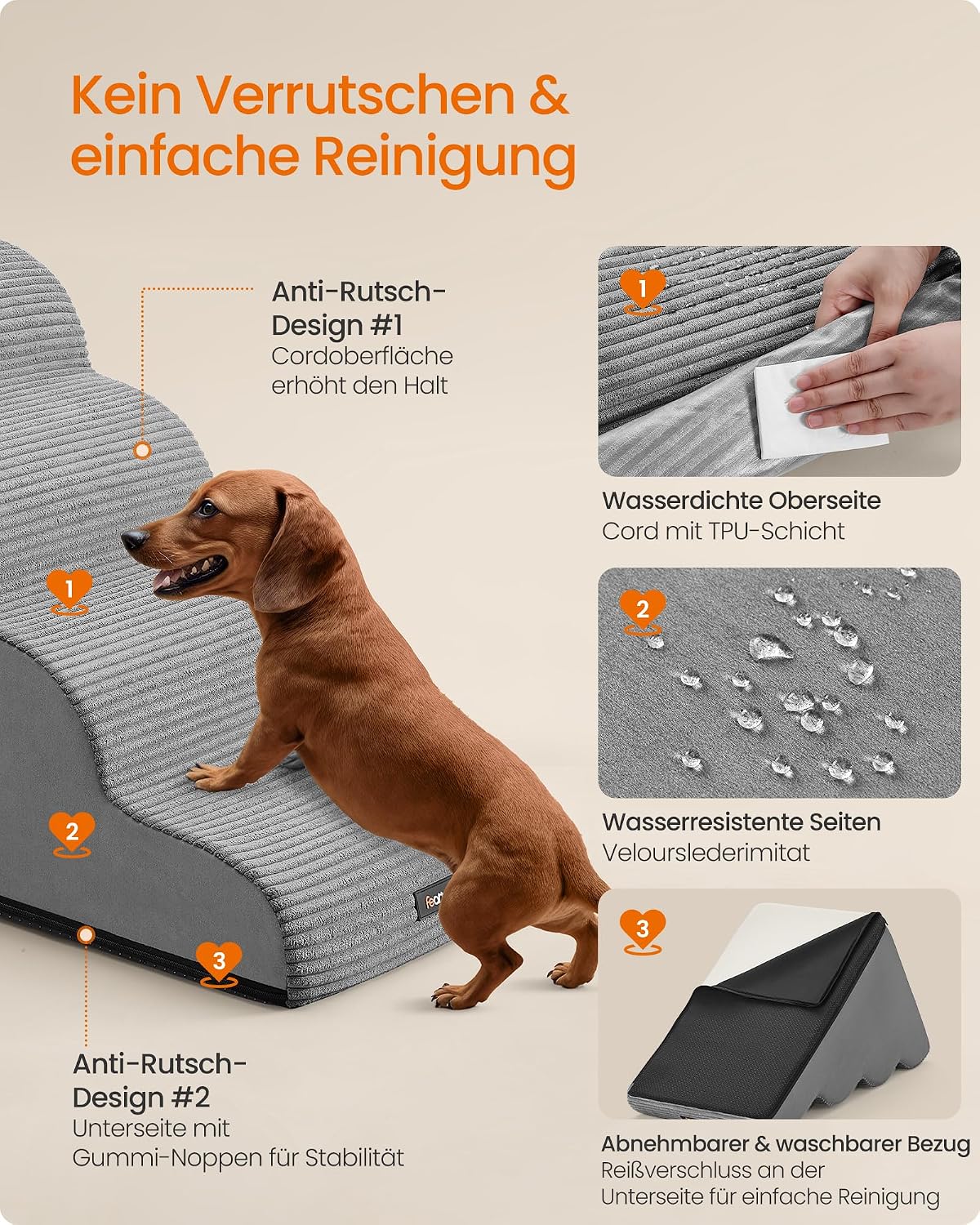 Thumbnail 5 de Feandrea Hundetreppe 4 Stufen für kleine Hunde
