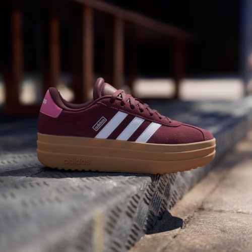 Detalle de adidas Mixte Enfant VL Court Bold Junior – Shadow Red/Cloud White/Pink Fusion, 35,5 EU