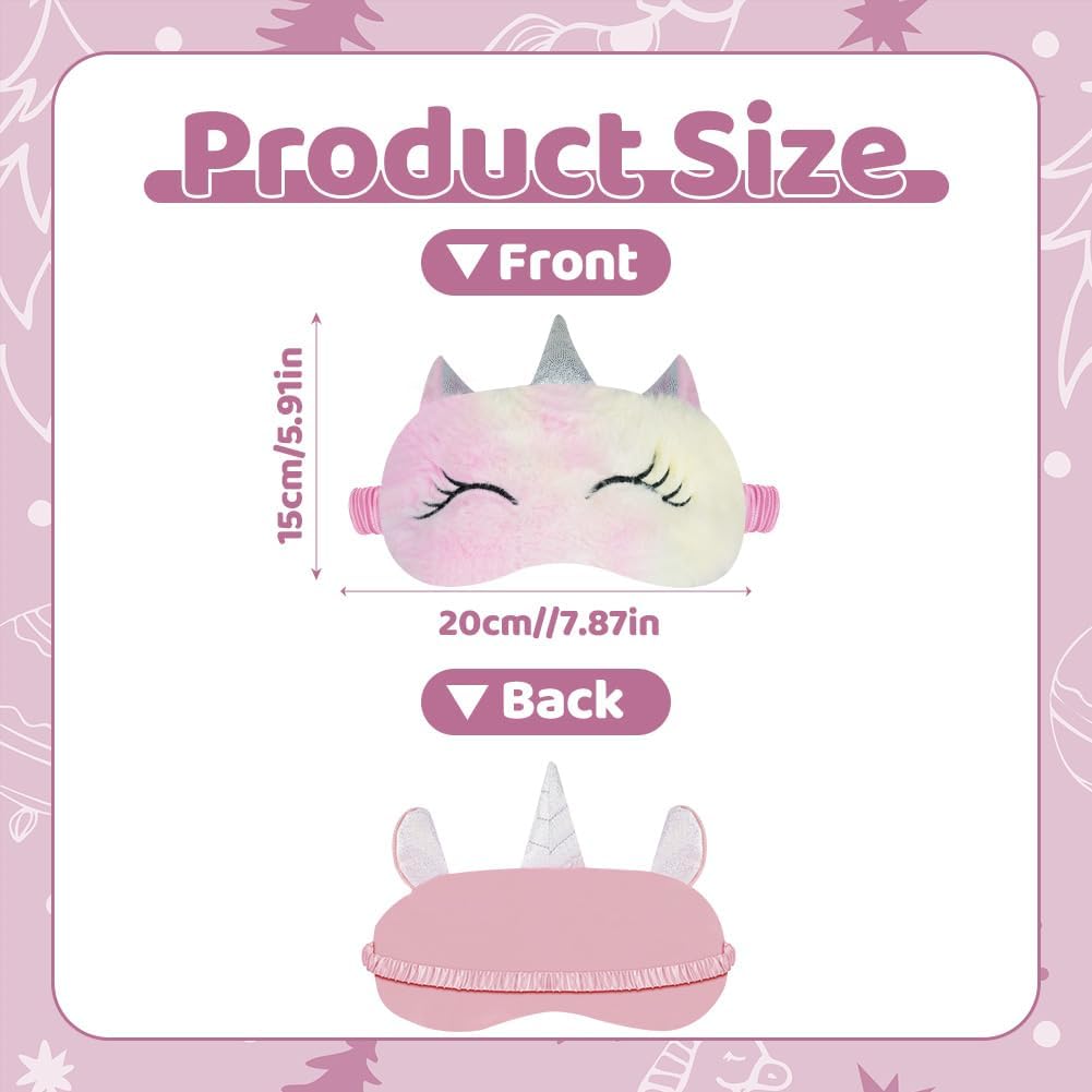 Detalle 2 de ACWOO Maschera per dormire unicorno 3D in peluche, copricapo eyeshade morbida e traspirante per bambini e adulti