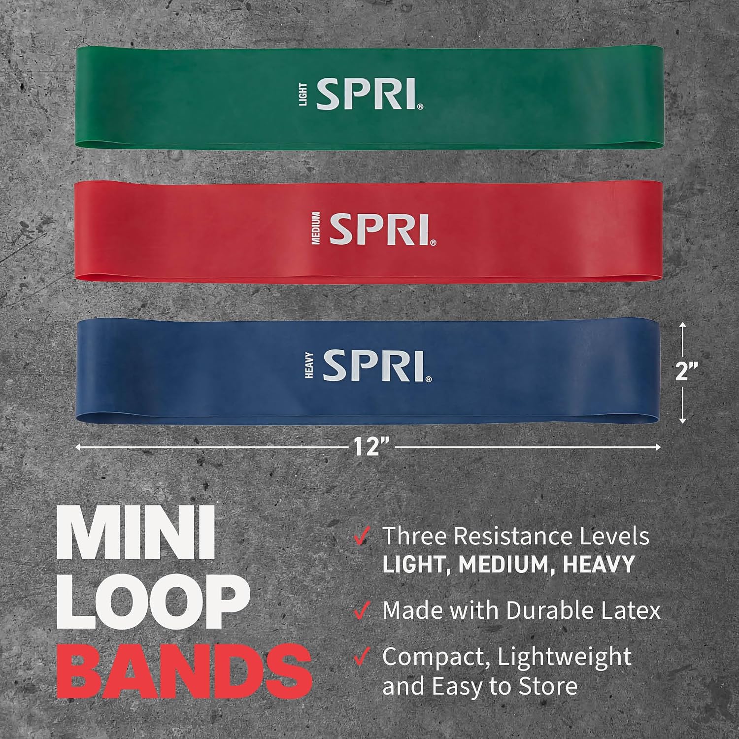 Thumbnail 3 de SPRI Mini Loop Bands 3-Pack Resistance Bands, 3 Levels, Natural Latex