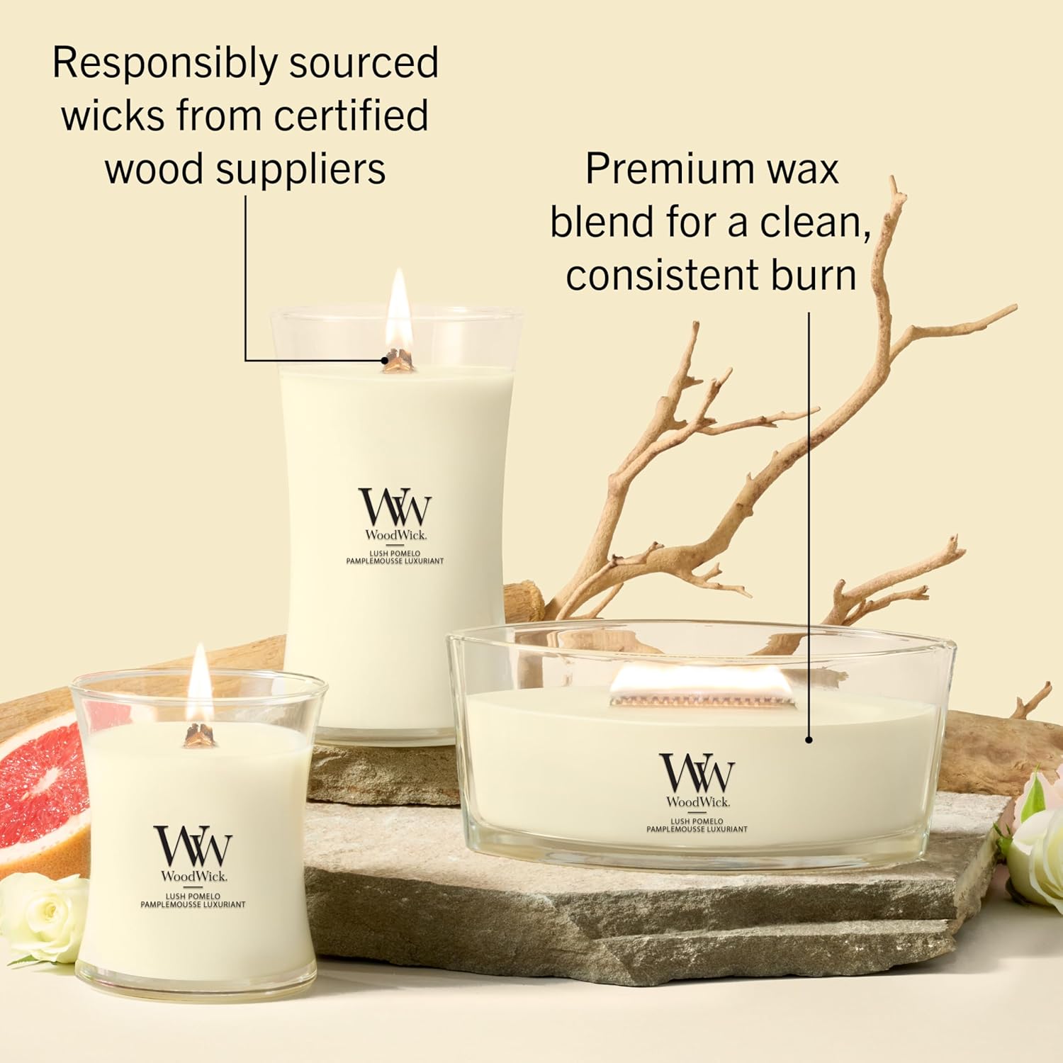 Thumbnail 6 de WoodWick Grande Bougie Lush Pomelo – Une ambiance lumineuse et果ambiance parfumée, idéale comme cadeau