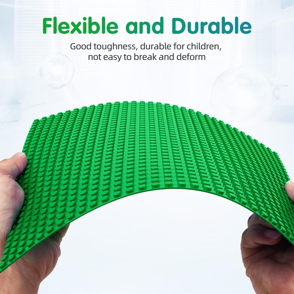 Detalle de HOTUT Plaques de construction 32x32 avec goujons (lot de 4) base verte pour blocs 25,5x25,5 cm