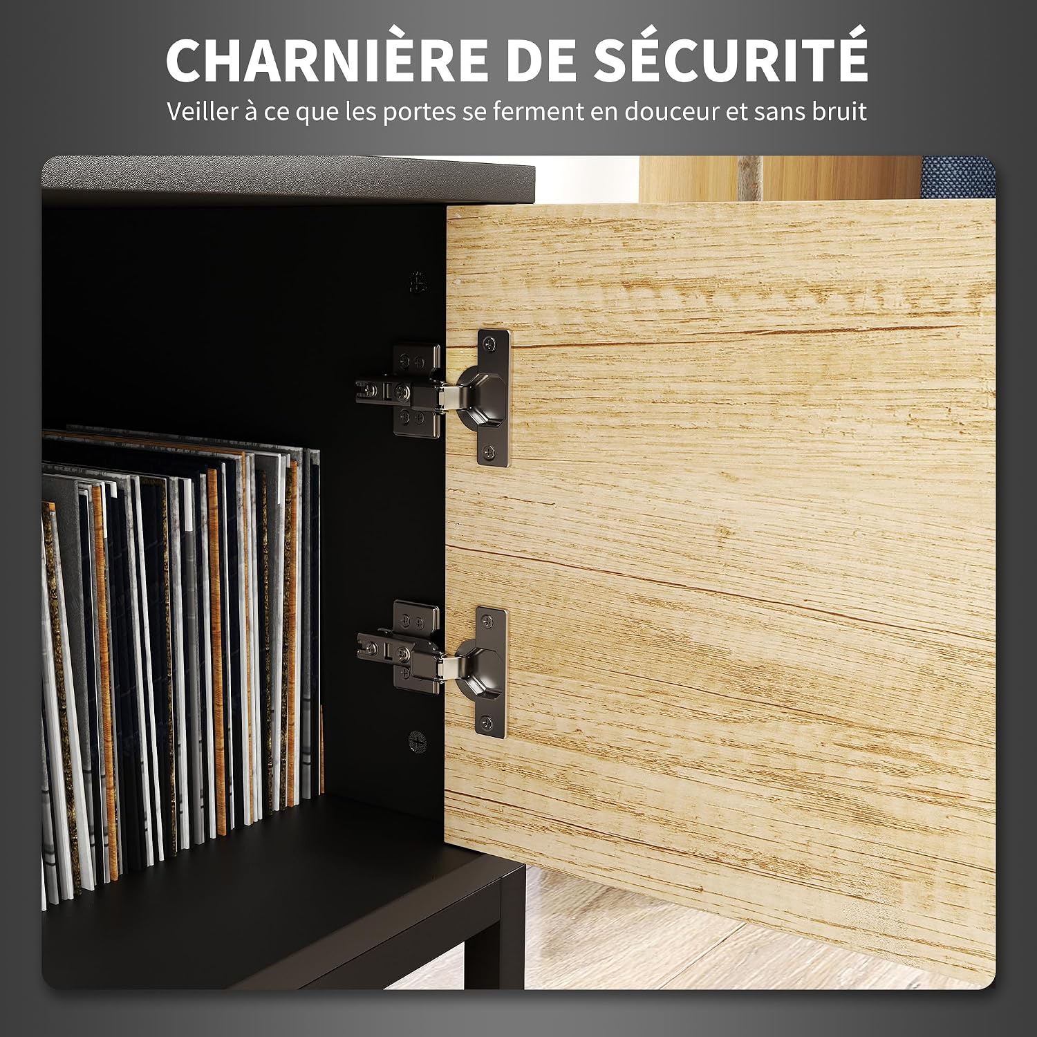 Thumbnail 5 de HOMCOM Meuble TV Bois Naturel pour écran jusqu’à 60 pouces – rangement polyvalent et étagère ajustable