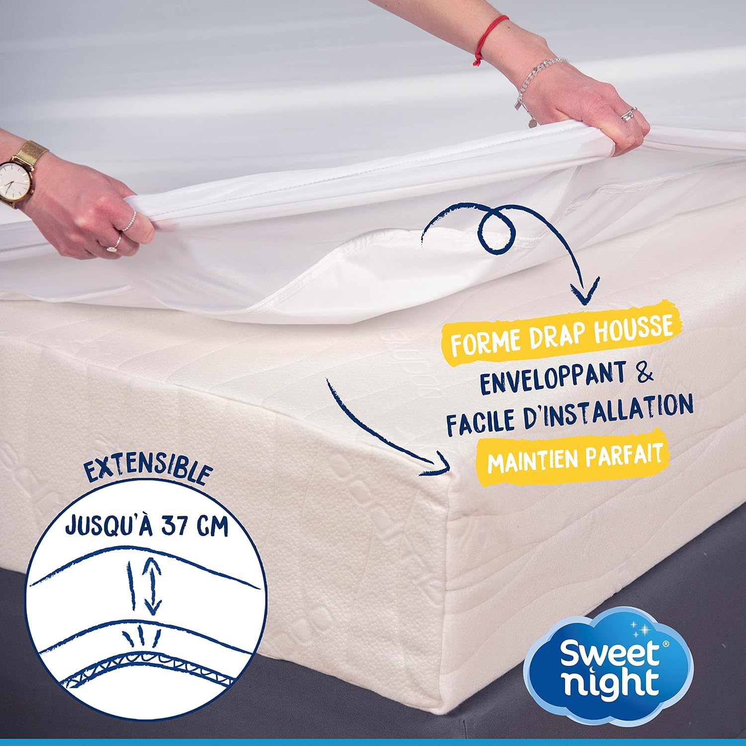 Thumbnail 3 de SWEET NIGHT Protège Matelas 200x200 cm