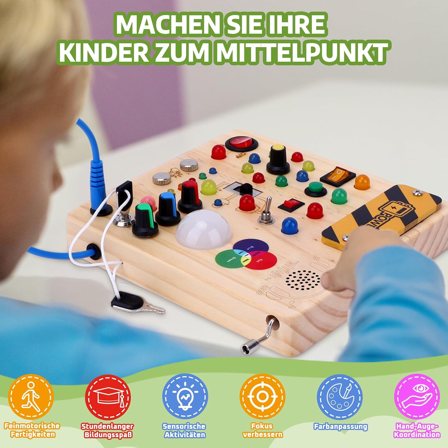 Detalle 1 de Montessori Busy Board 18,4 x 17 cm