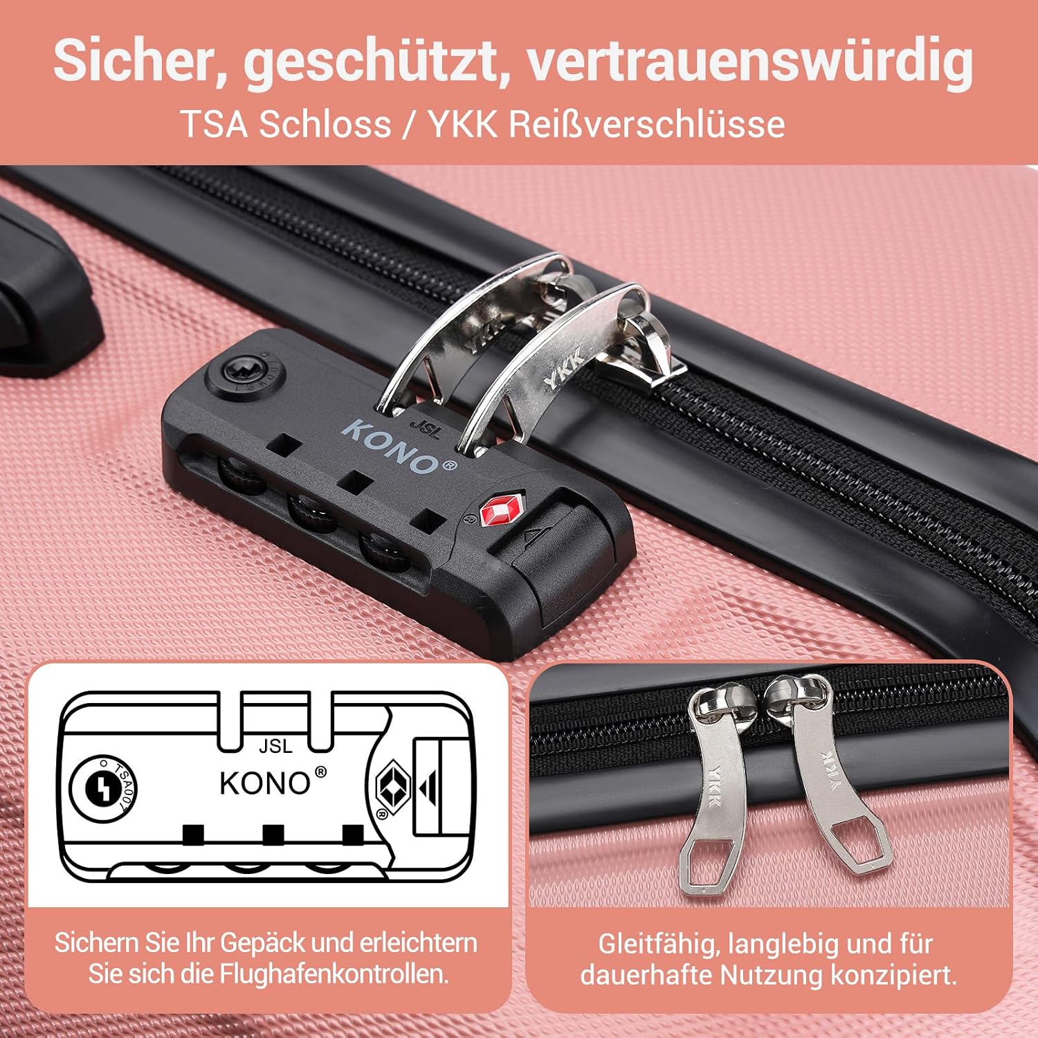 Thumbnail 4 de KONO Koffer Trolley Reisekoffer mit 4 Rollen