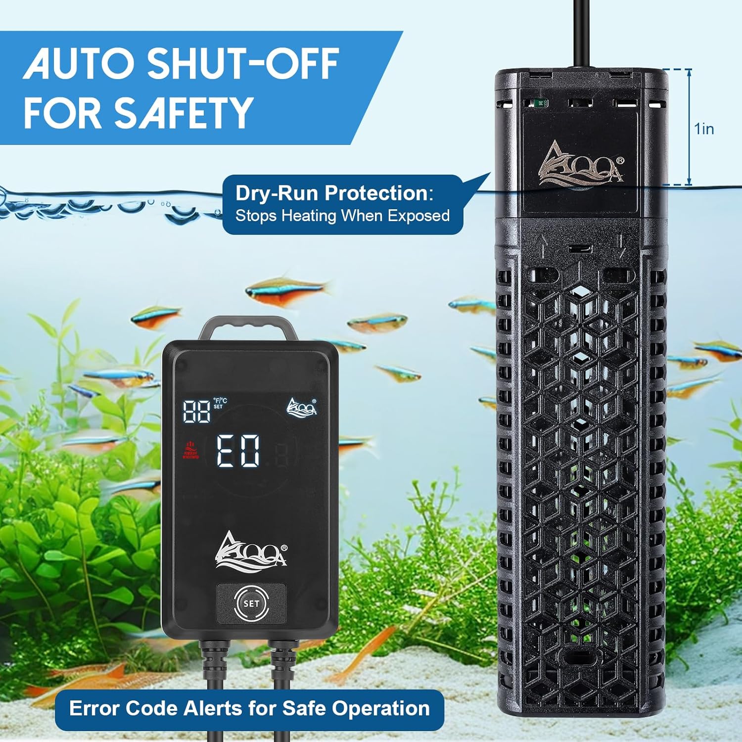 Detalle 2 de AQQA 500W Aquarium Heater for 53-80 Gallon