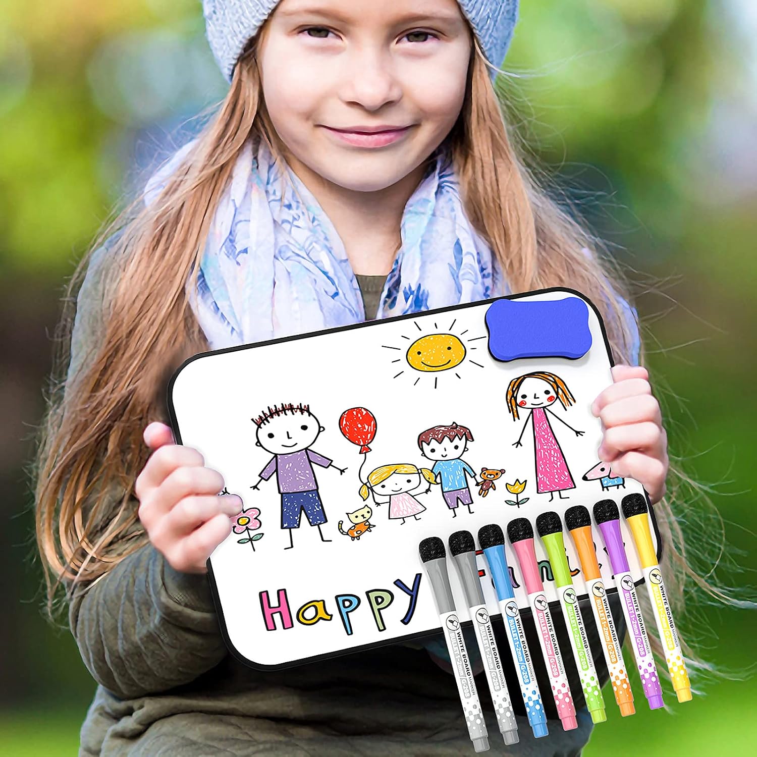 Detalle de Nicpro A3 Magnetic Double-Sided Dry Erase Whiteboard (30 x 42 cm) with 8 Pens and Eraser