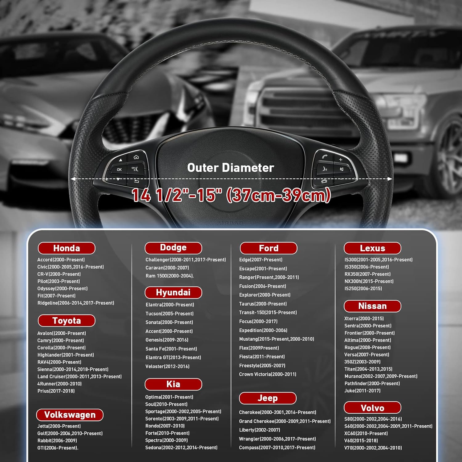 Thumbnail 5 de SEG Direct Steering Wheel Cover 37–39cm (Medium) in Black Microfiber Leather for a Non-Slip Grip