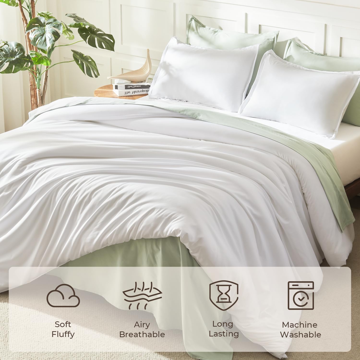 Detalle de Litanika White Comforter King Size 3-Piece Lightweight All-Season Set