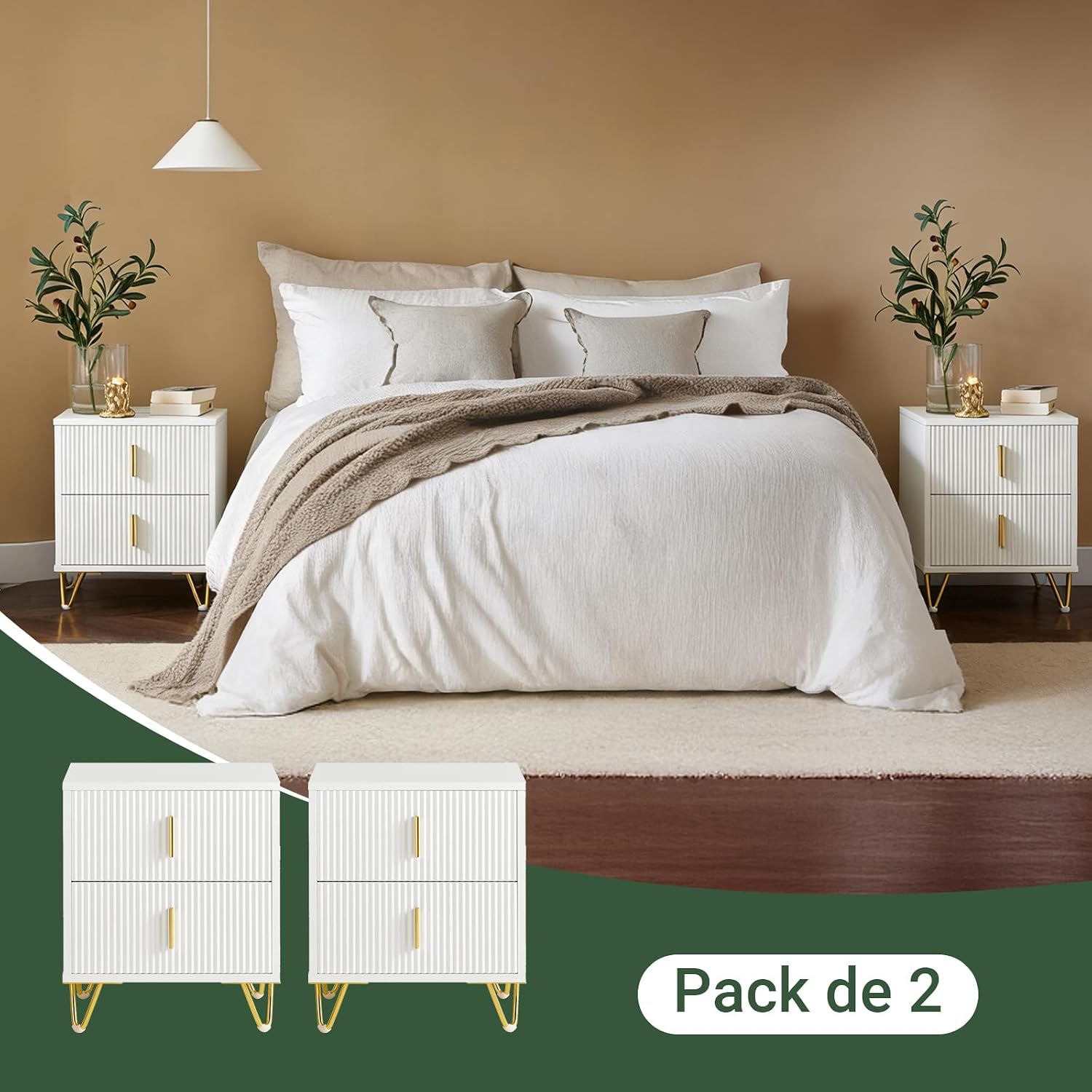 Thumbnail 6 de SoBuy FBT115-Wx2 table de chevet 2 pièces