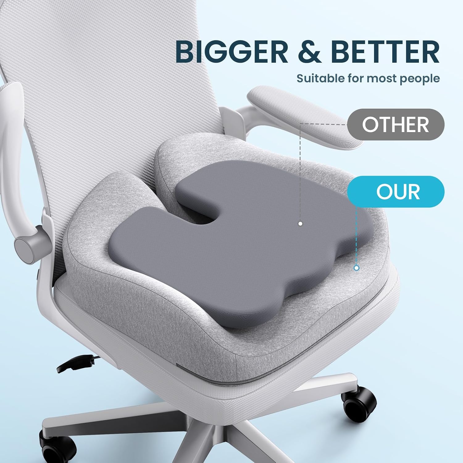 Detalle de Benazcap BE-Caesar Atypical Cushion Grey Memory Foam Seat Cushion