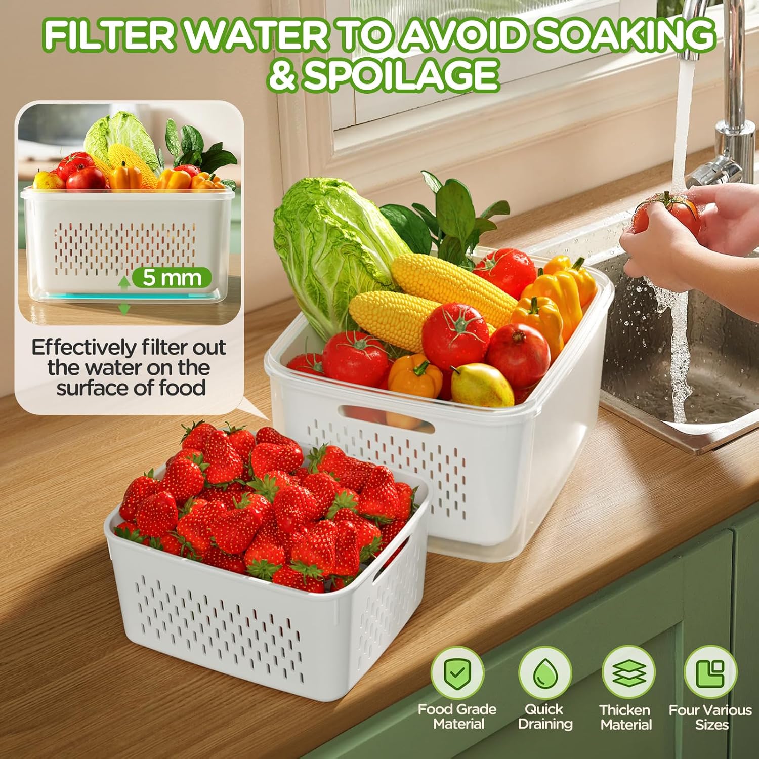 Detalle 2 de Fruit Storage Containers 4-Pack for Fridge 🥗