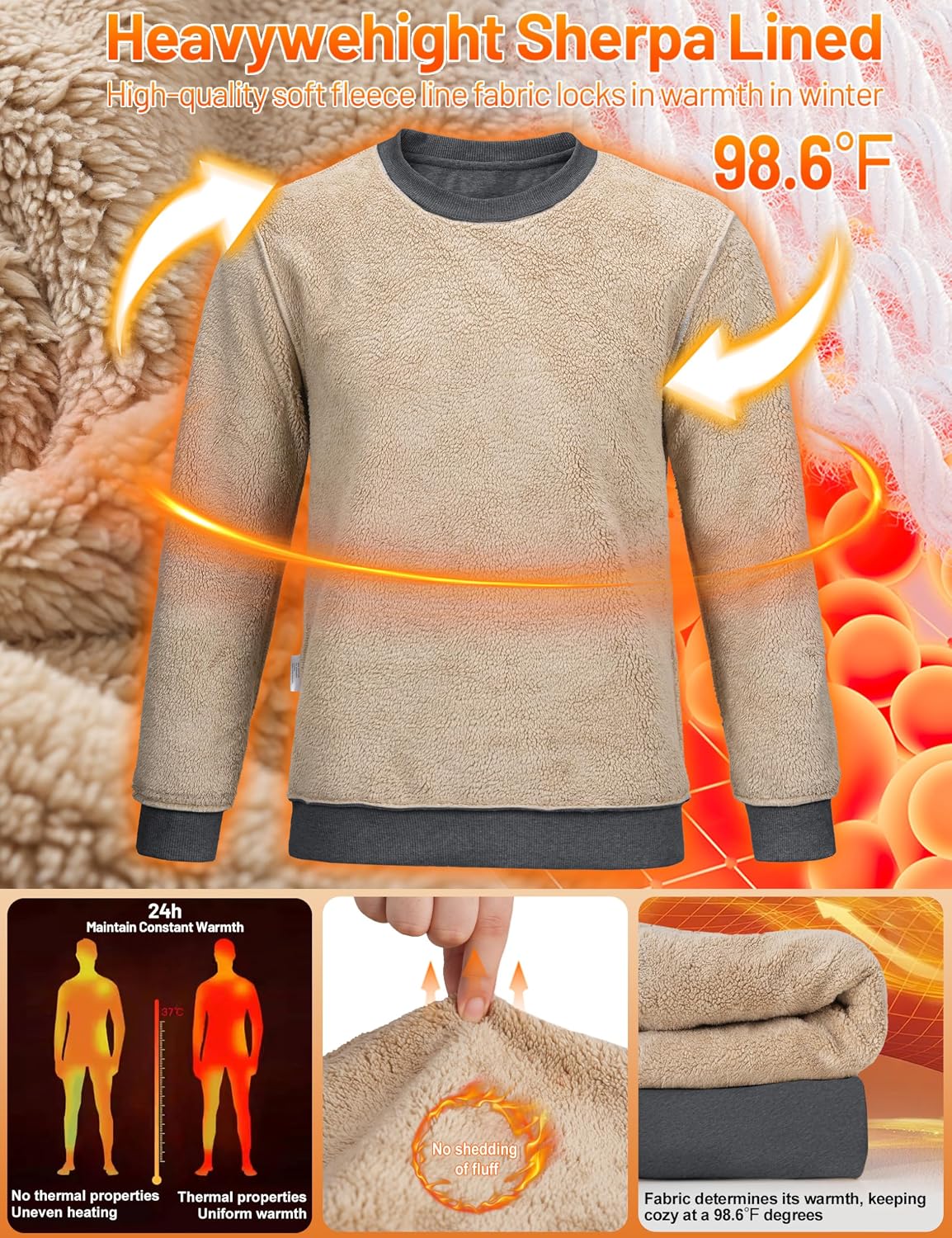 Thumbnail 2 de TACVASEN Sherpa Lined Cotton Sweatshirt